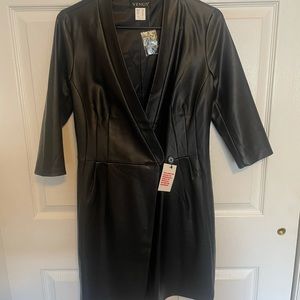 Faux leather wrap dress